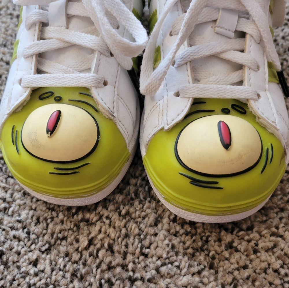 adidas Kids White and Lime Green Cartoon Sneakers - Picture 2 of 13